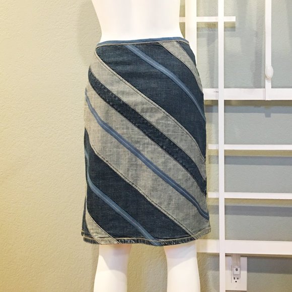 Diagonal Pieced Denim Skirt | Nine West - Picture 2 of 4